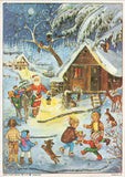 Medium Traditional German Advent Calendars - Old World Scenes with Santa