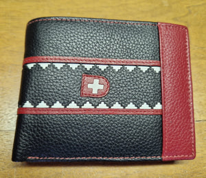 Swiss Leather Wallet - Black & Red Trifold – Alpen Schatz