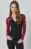 Cross Country Henley - Black/Deep Red